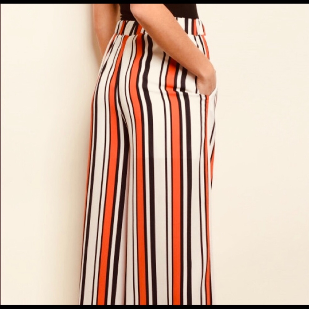 Boho festival  striped w/pocket pants - Picture 2 of 4